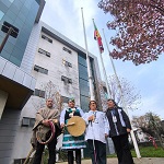 Imagen HGGB izó bandera Mapuche en el mes de los pueblos originarios